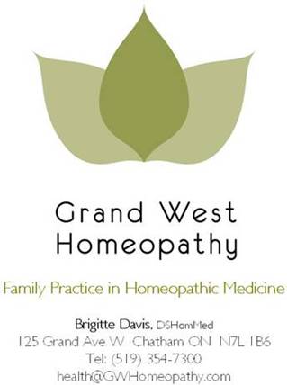 Grand West Homeopathy
Family Practice 
Homeopathic Medicine

Brigitte Davis, DSHomMed
125 Grand Ave W.  Chatham ON  N7L 1B6
519 354-7300


Homeopathy 